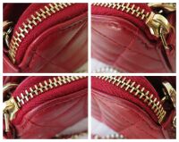 Chanel Pearl Embellished Twin Zipped Pochette Clutch with Chain in Dark Red