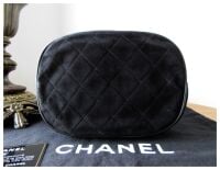 Chanel Vintage Tassle Bucket Bag in Black Quilted Suede with Gold Hardware