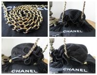 Chanel Vintage Tassle Bucket Bag in Black Quilted Suede with Gold Hardware