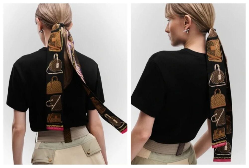 Louis Vuitton Tribute To Confidential Silk Bandeau in Marron Rouge.