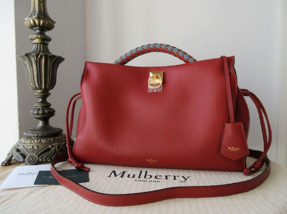 Mulberry Large Iris in Rust Heavy Grain Leather with Two Braided Top Handles - As New