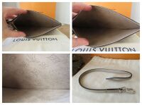 Louis Vuitton Zip Pochette Wristlet Pouch in Galet Beige Mahina Leather As 