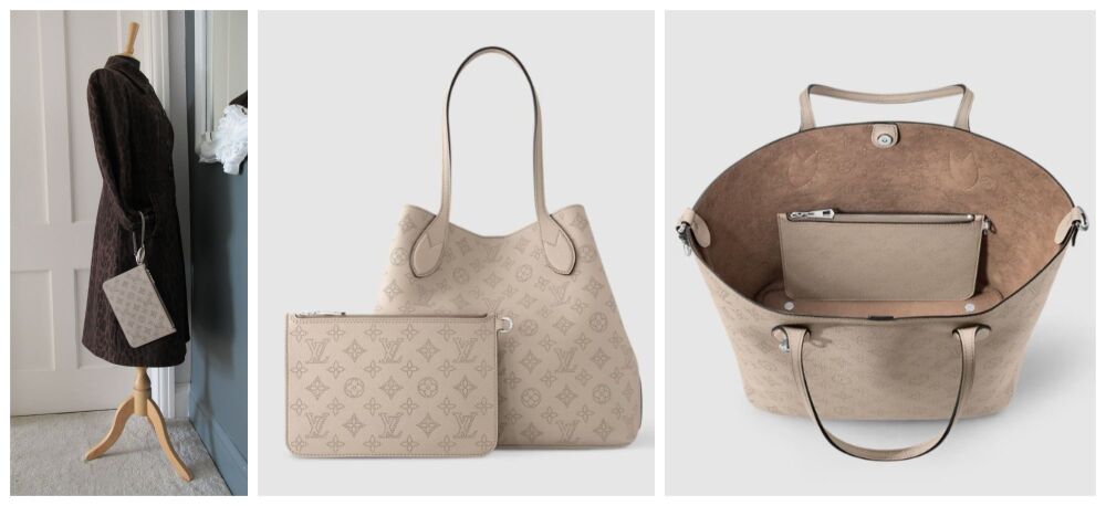 Louis Vuitton Zip Pochette Wristlet Pouch in Galet Beige Mahina Leather - As New