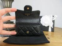 Chanel Classic Flap Compact Card Holder in Black Caviar with Gold Hardware