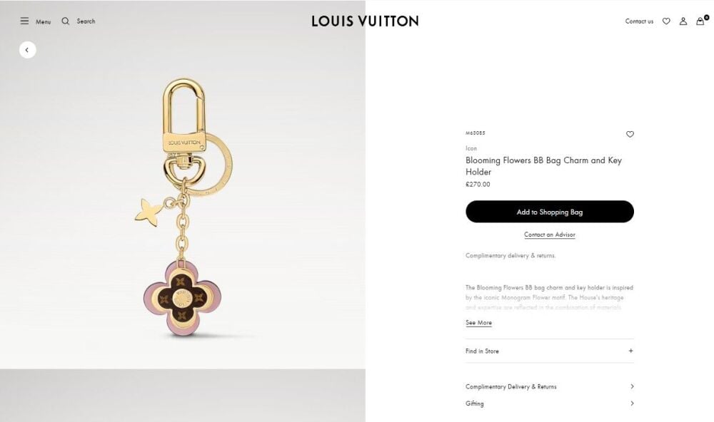 Louis Vuitton Blooming Flowers BB Bag Charm Keyholder