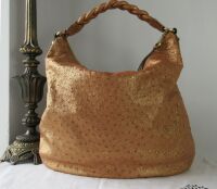 Mulberry Large Daria Hobo in Rose Gold Sparkle Metallic Ostrich Leather