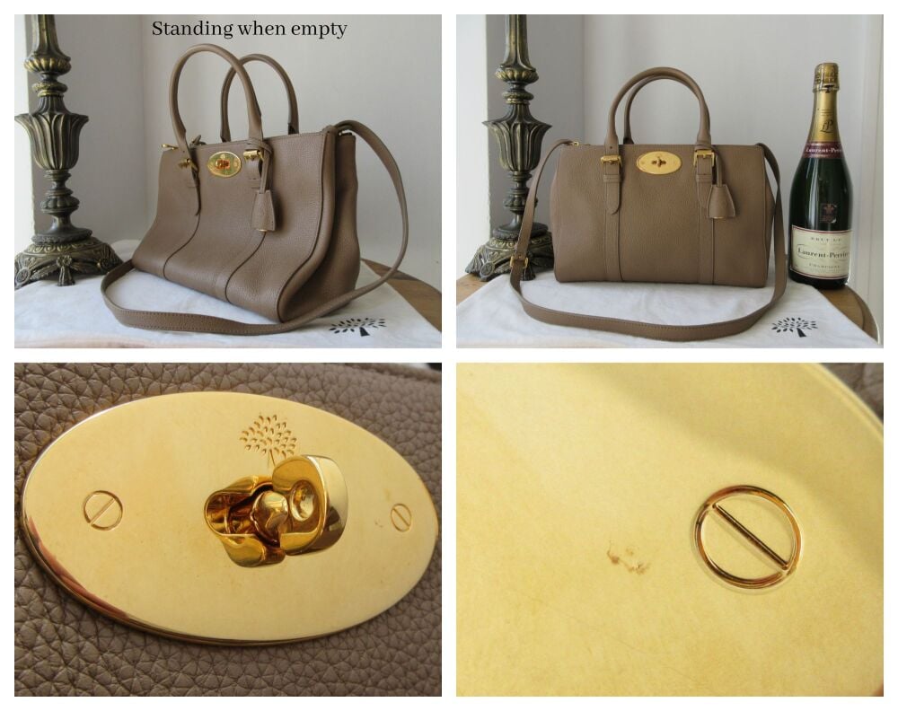 Mulberry Small Double Zipped Bayswater Tote in Taupe Small Classic Grain