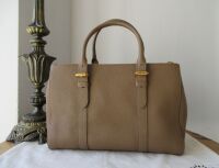 Mulberry Small Double Zipped Bayswater Tote in Taupe Small Classic Grain