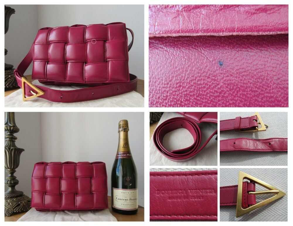 Bottega Veneta Padded Cassette Bag in Morello Cherry Intrecciato Lambskin