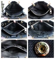 Gucci Bamboo Top Handle Medium Tote Shopper in Black Calfskin