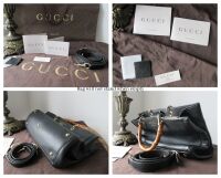 Gucci Bamboo Top Handle Medium Tote Shopper in Black Calfskin