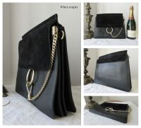 Chlo&Atilde;&copy; Faye Medium Shoulder Bag in Black Calfskin & Suede