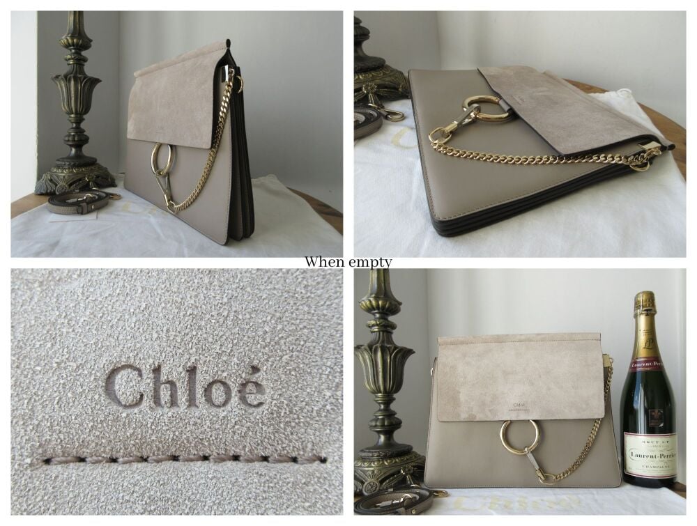 Chlo&eacute; Faye Medium Shoulder Bag in Motty Grey Calfskin & Suede