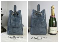 Mulberry Hampstead Bucket Bag in Dark Stone Matte Croc Printed Calfskin