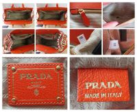 Prada Large Canapa Stampata Frame Top Handle Bauletto in Papaya