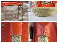 Prada Large Canapa Stampata Frame Top Handle Bauletto in Papaya