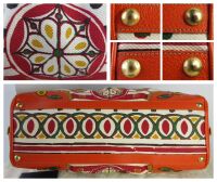 Prada Large Canapa Stampata Frame Top Handle Bauletto in Papaya