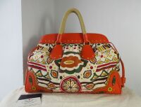 Prada Large Canapa Stampata Frame Top Handle Bauletto in Papaya