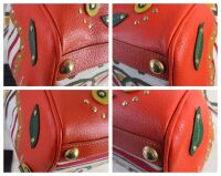 Prada Large Canapa Stampata Frame Top Handle Bauletto in Papaya