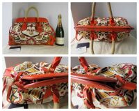 Prada Large Canapa Stampata Frame Top Handle Bauletto in Papaya
