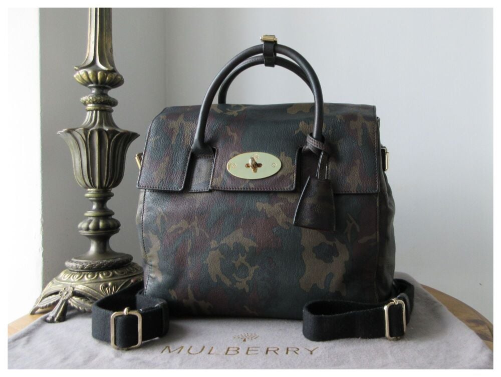 Mulberry Cara Delevingne Backpack in Khaki Green Camo Printed Goat