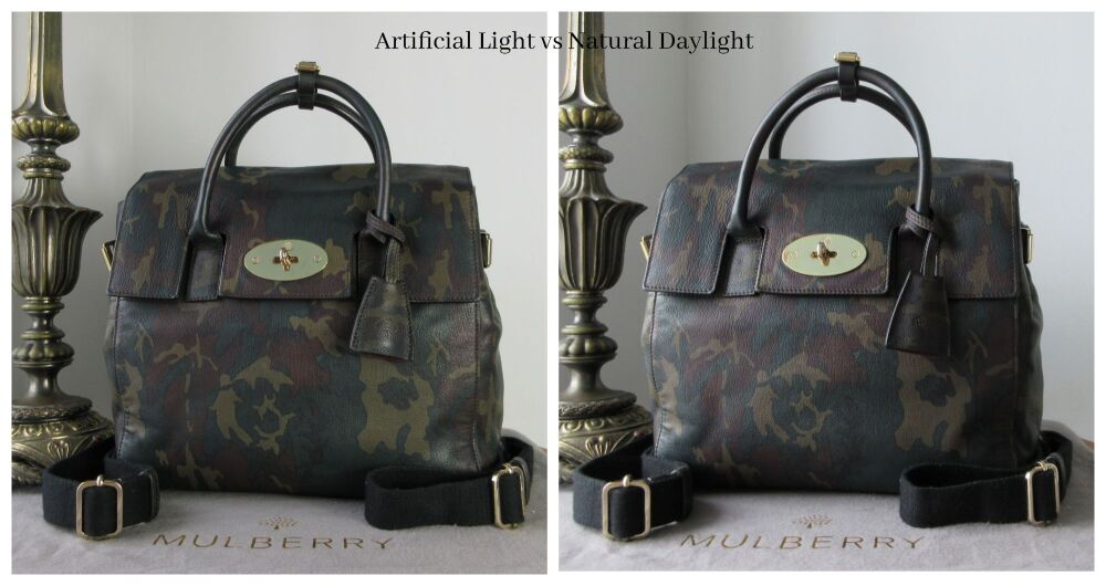 Mulberry Cara Delevingne Backpack in Khaki Green Camo Printed Goat