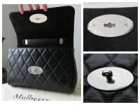 Mulberry Medium Lily in Black Quilted Shiny Buffalo Leather