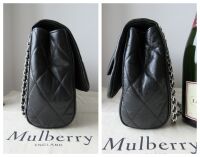 Mulberry Medium Lily in Black Quilted Shiny Buffalo Leather