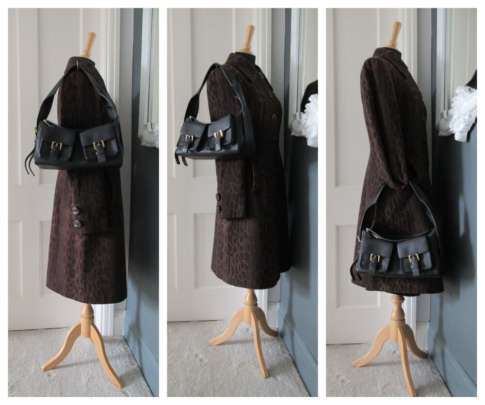 Mulberry Maggie Shoulder Bag in Black Natural Grainy Lambskin Leather