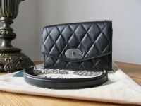 Mulberry Quilted Small Darley Shoulder Clutch in Black Shiny Calf Leather