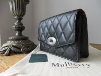 Mulberry Quilted Small Darley Shoulder Clutch in Black Shiny Calf Leather