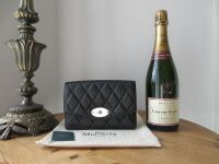 Mulberry Quilted Small Darley Shoulder Clutch in Black Shiny Calf Leather