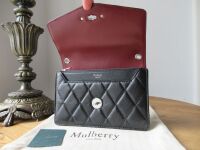 Mulberry Quilted Small Darley Shoulder Clutch in Black Shiny Calf Leather