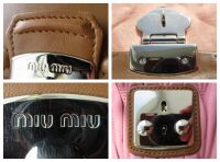 Miu Miu Pattina Bicolore Top Handle Shoulder Satchel in Caramel Lamb Nappa 