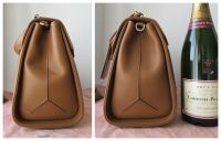 Miu Miu Pattina Bicolore Top Handle Shoulder Satchel in Caramel Lamb Nappa 