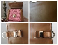 Miu Miu Pattina Bicolore Top Handle Shoulder Satchel in Caramel Lamb Nappa 