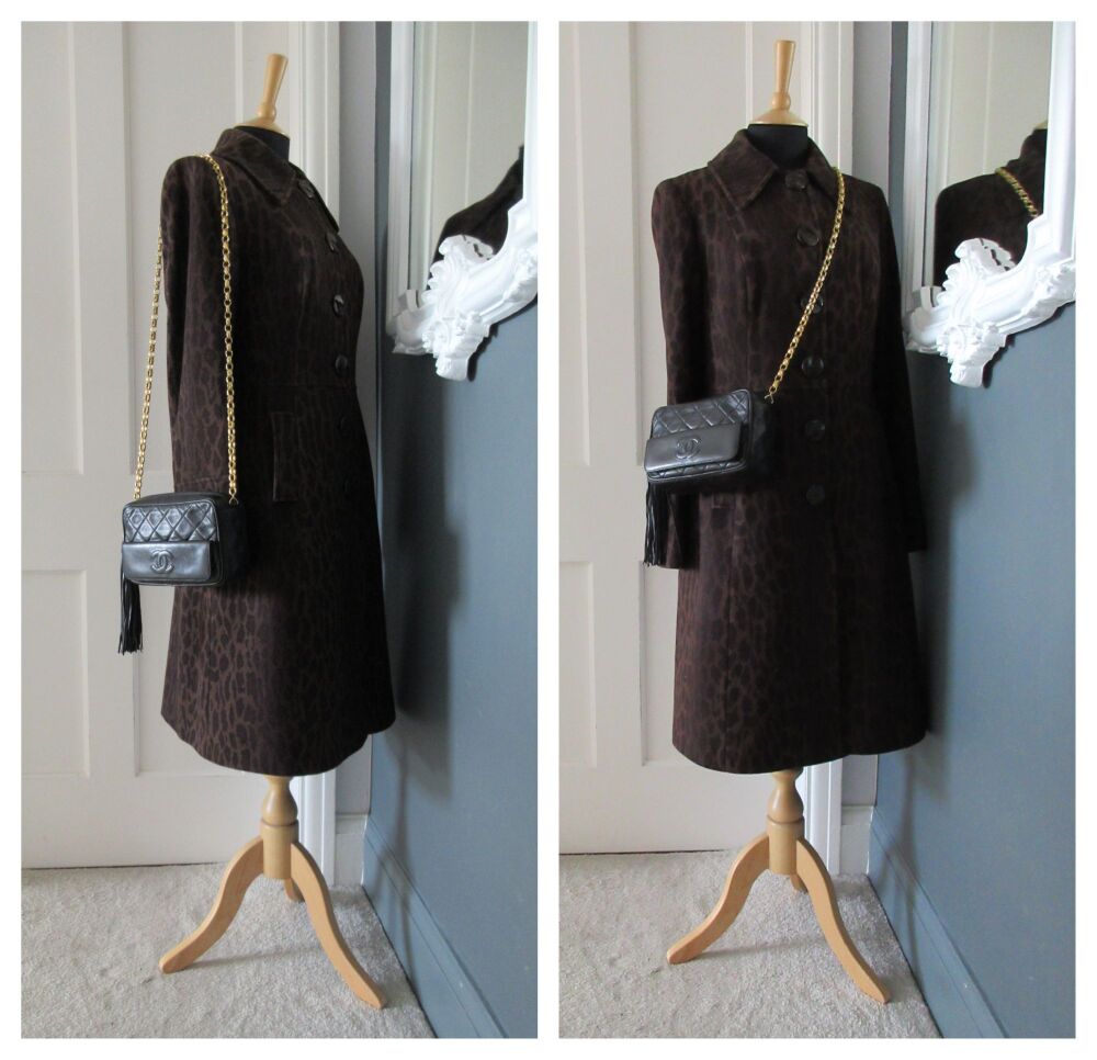 Chanel Vintage Small Camera Tassle Bag in Black Lambskin with Gold Hardware