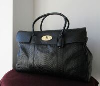 Mulberry Piccadilly Large  Bayswater Travel Holdall in Black Silky Snake Pr