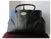 Mulberry Piccadilly Large  Bayswater Travel Holdall in Black Silky Snake Pr
