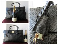 Mulberry Piccadilly Large  Bayswater Travel Holdall in Black Silky Snake Pr