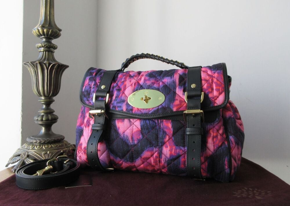 Mulberry Regular Alexa in Plum Loopy Leopard Quilted Denim