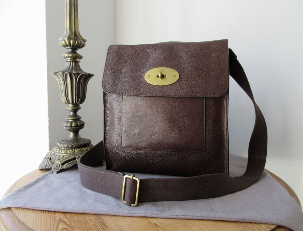 Mulberry Antony Large Messenger in Chocolate Natural Vegetable Tanned Leather