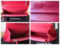 Chanel Classic Wallet on Chain WoC in Red Caviar with Shiny Silver Hardware