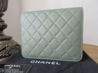 Chanel Square Wallet on Chain WoC in Iridescent Khaki Caviar Leather