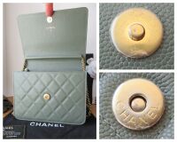 Chanel Square Wallet on Chain WoC in Iridescent Khaki Caviar Leather