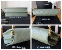 Chanel Square Wallet on Chain WoC in Iridescent Khaki Caviar Leather