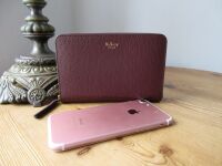 Mulberry Medium Zip Around Wallet in Oxblood Cross Grain Leather