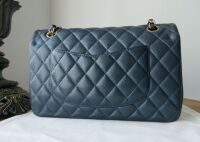 Chanel Classic Medium Double Flap in Navy Blue Pearly Blue Caviar