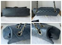 Chanel Classic Medium Double Flap in Navy Blue Pearly Blue Caviar
