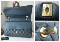 Chanel Classic Medium Double Flap in Navy Blue Pearly Blue Caviar
